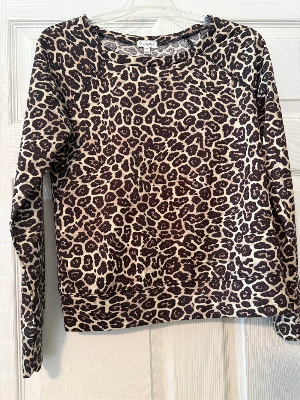 Leopard Print Pullover Sweatshirt - Brown & Cream